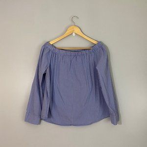 Zara Woman Elastic Off-the-Shoulder Striped Blouse